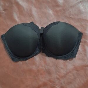 Victoria's Secret Black Strapless Lace-Trim Bra